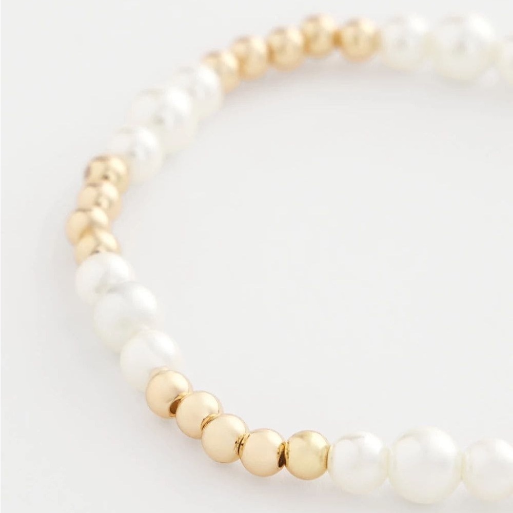 Goldtone Bead Stretch Bracelet - Picture 2 of 5